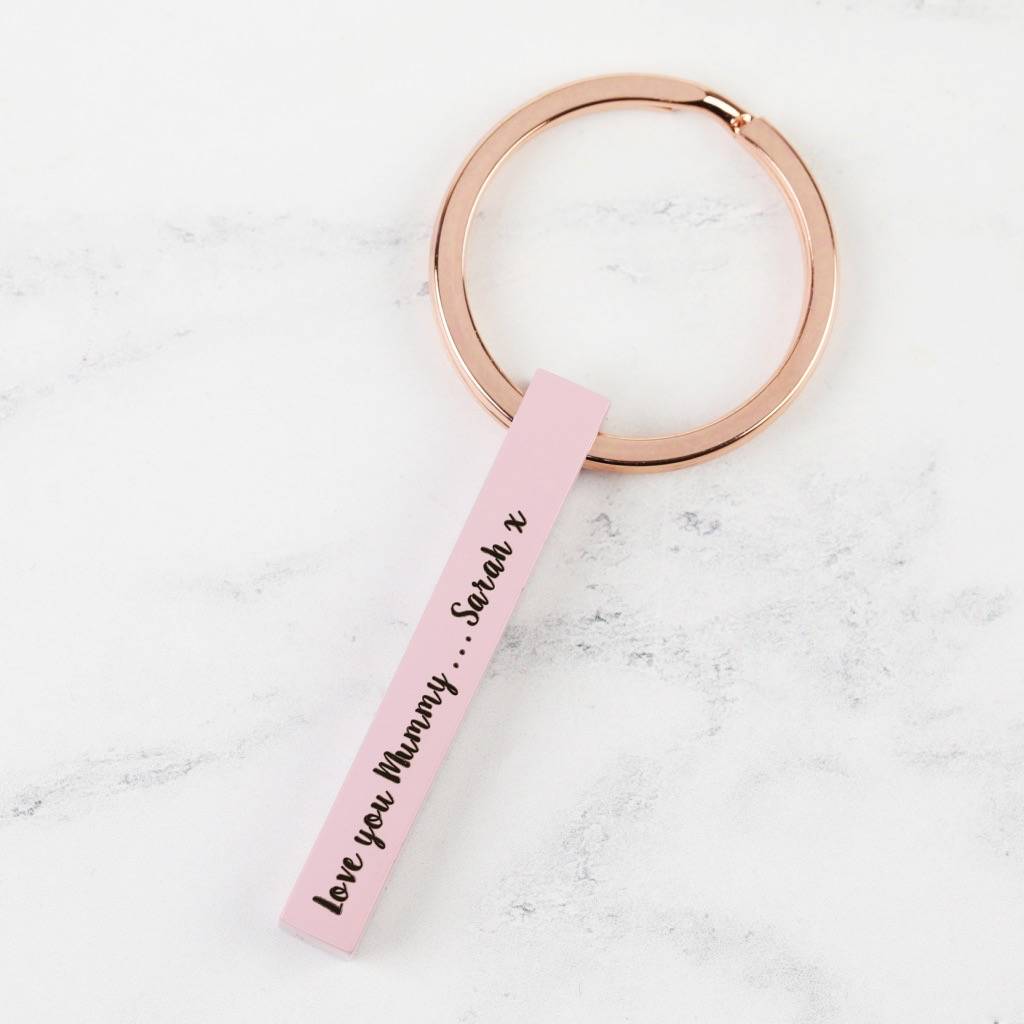 Image of Personalised Matt Coated Bar Keyring