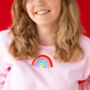 Embroidered Pink Rainbow Sweater, thumbnail 1 of 2