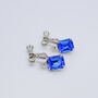 Sapphire Blue Crystal Clip On Earrings, thumbnail 1 of 4