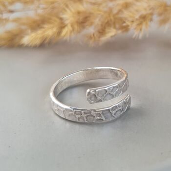Silver Bark Band Wrap Ring, 5 of 10