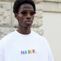 White 'Im A Luxury' Hand Embroidered Sweatshirt, thumbnail 1 of 5