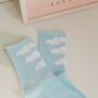 Kamal Blue Cloud Print Gender Neutral Ankle Socks, thumbnail 2 of 5