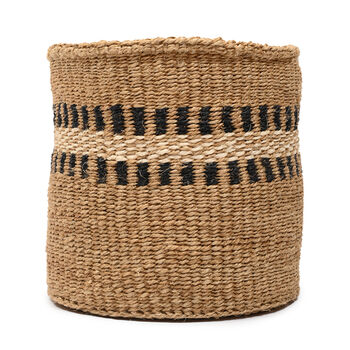 Tukio: Charcoal Stripe Woven Storage Basket, 7 of 9