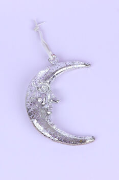 G Decor Mottled Silver Glass Crescent Moon, 3 of 3