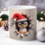 Cute Personalised Christmas Penguin Breakout Mug, thumbnail 1 of 2