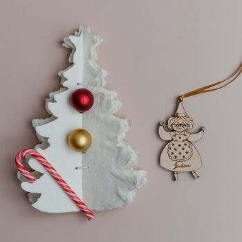 Personalised Wooden Mrs Claus Christmas Decoration, 2 of 3