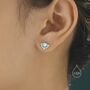 Vintage Inspired Blue Opal Flower Cz Stud Earrings, thumbnail 1 of 11