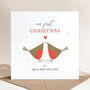 Personalised Our First Christmas As A Married Couple Card: Robins With Red Heart Design, thumbnail 1 of 5