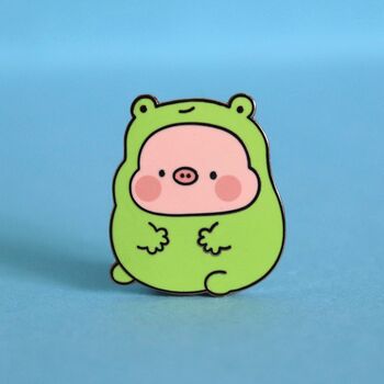 Pig In Frog Costume Enamel Pin | Cute Pin Badges, 2 of 5