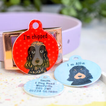 Cocker Spaniel Personalised Illustrated Dog ID Name Tag, 9 of 12