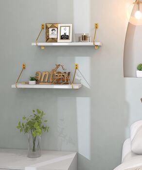 Set Of Two White Wall Mounted Shelves With Brackets, 3 of 8