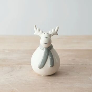 Plump Grey Reindeer With Spotty Scarf, 2 of 2