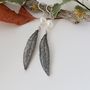 Sterling Silver Long Leaf And Pearl Boho Earrings, thumbnail 4 of 7