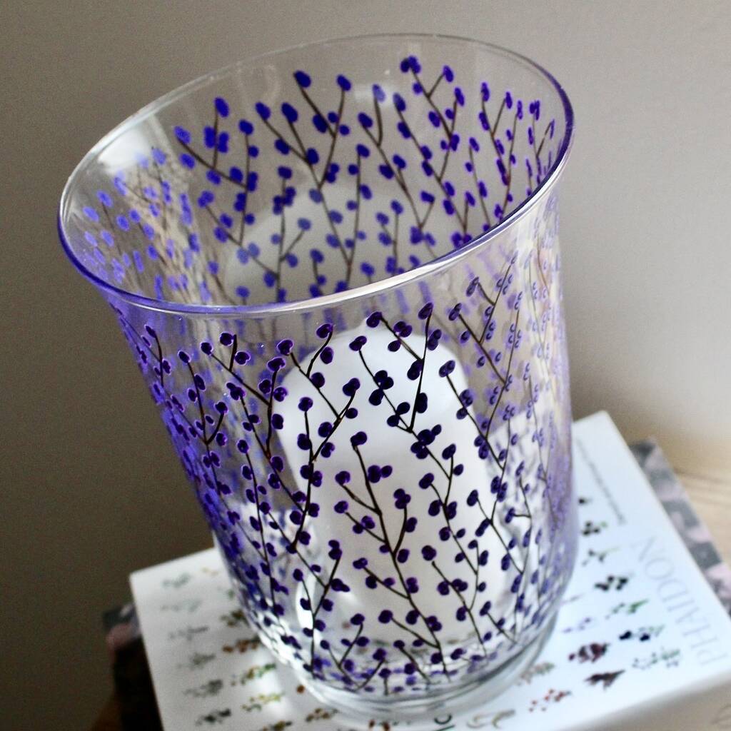 Purple Berry Painted Glass Lantern Vase By Samara Ball Designs