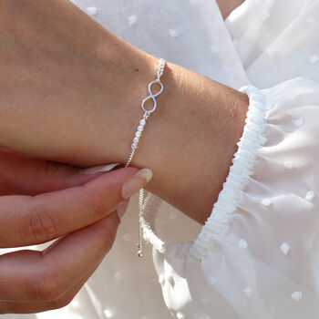 Sterling Silver And Crystal Infinity Slider Bracelet, 3 of 3