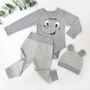Personalised White Baby Gown With Vest, Joggers, Hat, thumbnail 6 of 12