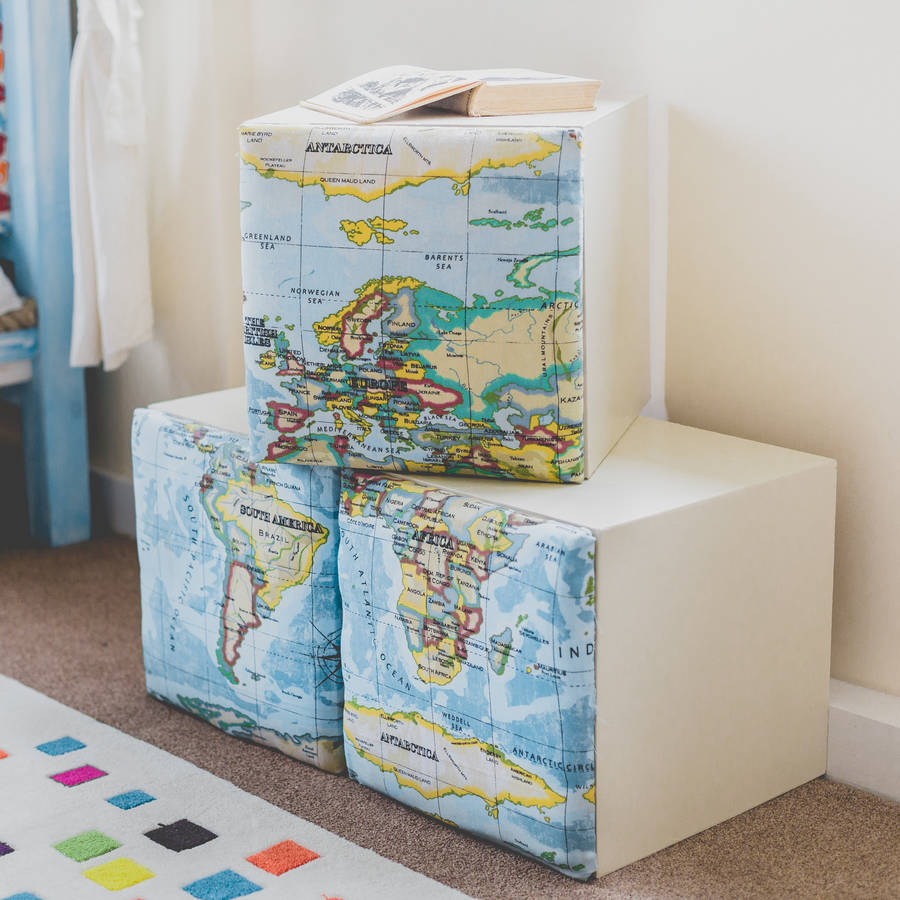 Children's Padded Map Storage Cube, 1 of 2
