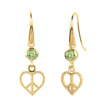 Peace Heart Peridot Sterling Silver/Gold Statement Earrings, 4 of 8