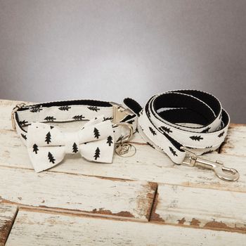 Christmas Black And White Tree Bow Tie And Lead Set, 2 of 7