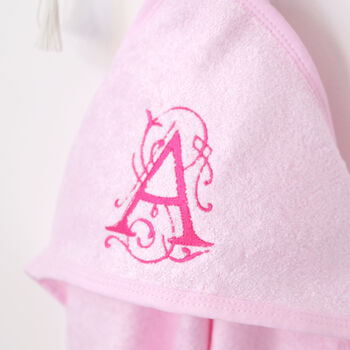 Personalised Baby Pink Hooded Towel With Monogram, 2 of 5