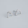 Sterling Silver Heart Outline Stud Earrings, thumbnail 3 of 6