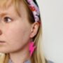 Neon Pink Glitter Lightning Bolt Earrings Small And Large / Electric Festival Gift / Earrings For Rave, thumbnail 3 of 9