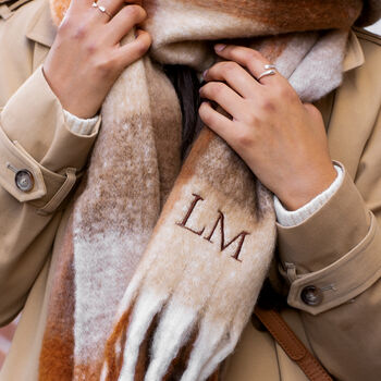 Personalised Brown Check Winter Scarf, 5 of 5