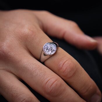 Saint Michael Small Signet Ring Gold Plated Stainless Steel Ring For Men, 8 of 12