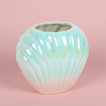 Iridescent Blue And Pink Sea Shell Flower Vase, 2 of 7