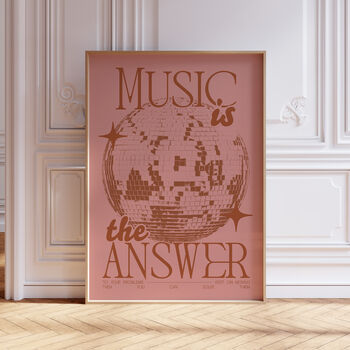 Music Is The Answer Print | Disco Ball | House Music | Music Poster | Wall Art | Groovy | Bold | Typographic | Dj | Wall Decor |, 9 of 9