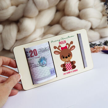 Personalised Christmas Reindeer Money Gift Holder, 8 of 8