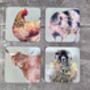 Set Of Four Square Farm Animal Coasters, thumbnail 3 of 6