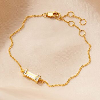 18k Gold Vermeil Birthstone Baguette Bracelet, 5 of 12