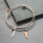 Rose Gold Silver Feather Charm Bracelets Gift For Her, thumbnail 1 of 2