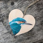 Kingfisher Wooden Hanging Heart Decoration, thumbnail 1 of 2
