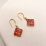 Diamond Shape Pink Dainty Drop Earrings, thumbnail 1 of 9
