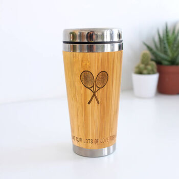 Personalised Wooden Tennis Travel Mug, Tennis Gift, 2 of 6