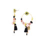 Flower Jade Post Earrings, With Black And Pink Colours, thumbnail 2 of 3