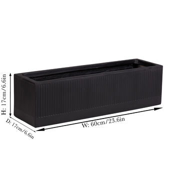 Mela Wide Black Ribbed Planter, 3 of 7