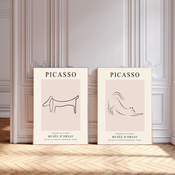 Picasso Set Of Two Pink Cat And Dog Art Prints, 2 of 4