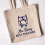 Personalised Tote Bag For Teacher's, Owl Cat Dog Design, thumbnail 1 of 6