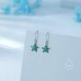 Emerald Green Cz Flower Drop Dangle Earrings, thumbnail 4 of 11