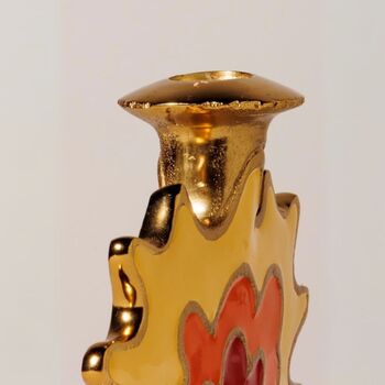 Yellow Aluminium And Enamel Candle Holder, 2 of 4