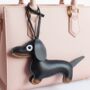 Faux Leather Sausage Dog Bag Charm, thumbnail 2 of 4