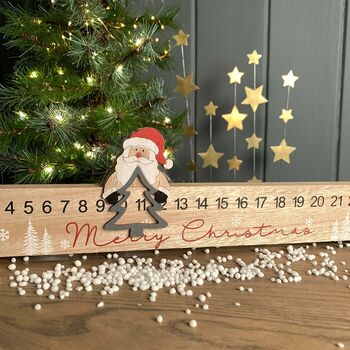 Wooden Merry Christmas Santa Advent Rule, 2 of 3