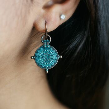 Vintage India Ethnic Engraved Dangle Drop Earrings, 3 of 7