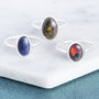 Natural Black Opal Silver October Birthstone Ring, thumbnail 1 of 4