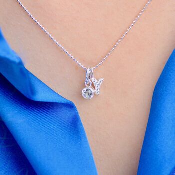 Girl's Personalised Sparkle Initial Birthstone Necklace, 2 of 9