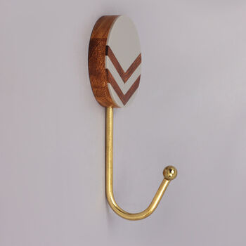G Decor Two Arrows Disk Wood Resin Brass Wall Coat Hook, 5 of 6
