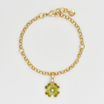Gold Lucky Clover And Pearl Charm Bracelet, 2 of 9